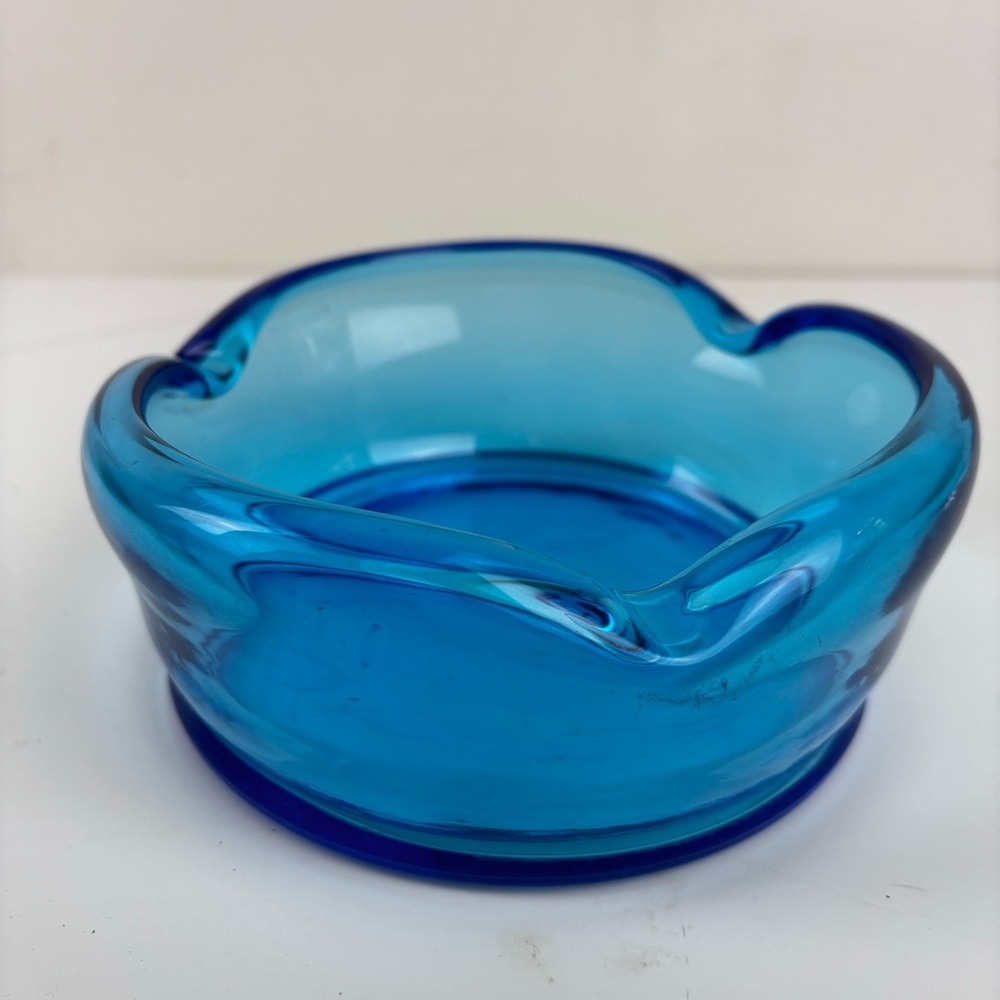 Beautiful blue Art Glass bowl/ashtray-MCM